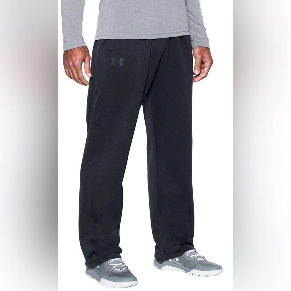 •UNDER ARMOUR•BLACK FLEECE LINED LOOSE STYLE TRACK PANTS SIZE LARGE EUC